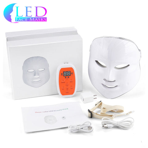 White Rechargeable 3 LED Face Mask - Premium Model
